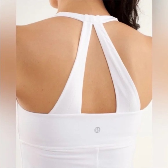 Lululemon White Scoop Me Up Tank Shelf Bra No Pads Luon - Size 12 - Picture 16 of 16